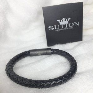 Sutton Men's Black Leather Bracelet NWOT
